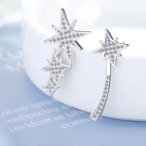 Fashion Silver Color Sparkling Mosaic Cubic Zircon Star Earrings For Women Party Jewelry brincos Dropshipping