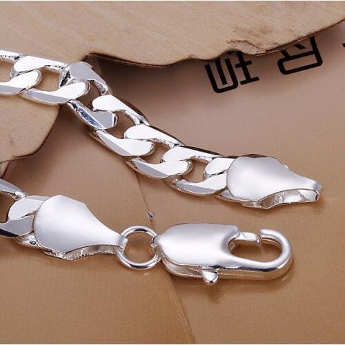 Factory price top quality S925 - fashion jewelry, 10 mm link chians men jewelry S925 Silver color 20 cm bracelet H262