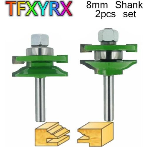 2pcs 8mm Shank Large Stile&Rail Ogee Router Bit Set Tenon Cutter for Wood Tungsten Carbide Woodworking Milling Tools