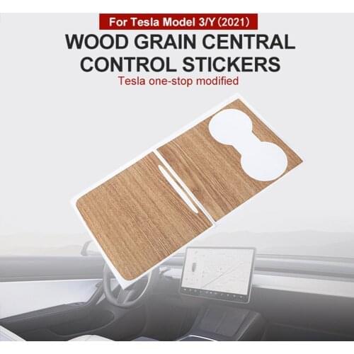Auto Car Central Control Panel Sticker for Tesla Model 3 2021 Wood Center Console Accessories Model Y Interior Film Wood Grain