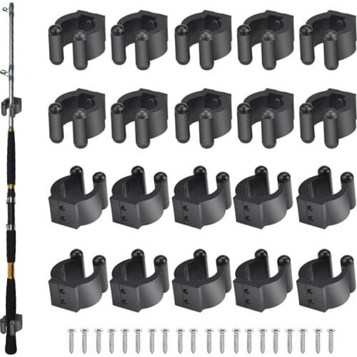 6Pcs/Lot Wall Mounted Fishing Rod Storage Clamps Fishing Pole Holder Clip with Screws Portable Fishing Rod Organizer Rack