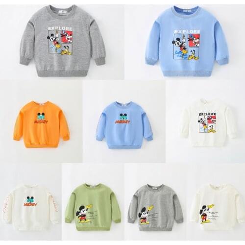 Autumn New Cute Toddler Girls Clothes Baby Boys Sweatshirt Cartoon Disney Mickey Long Sleeve Tops Hoodies Cotton Baby Outfits