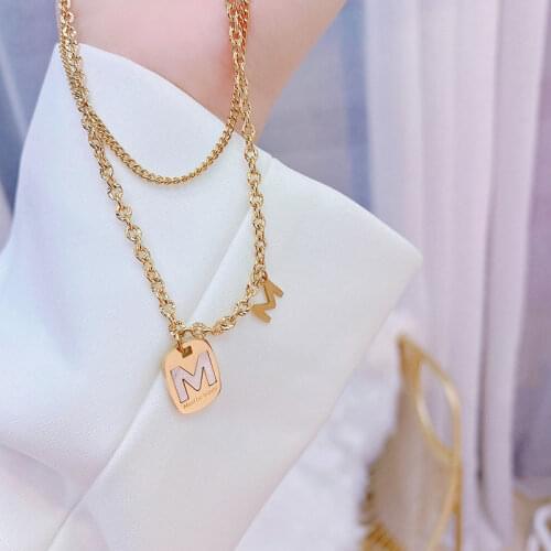 18K Gold Plated Necklace Minimalist M Chain Personalized Temperament Double Layer Necklace Fashion Statement Exquisite Jewelry