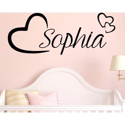 Personalized Custom Name Lover Hearts Wall Sticker Wallpaper For Nursery Kids Room Decoration Vinyl Stickers Home Decals B537