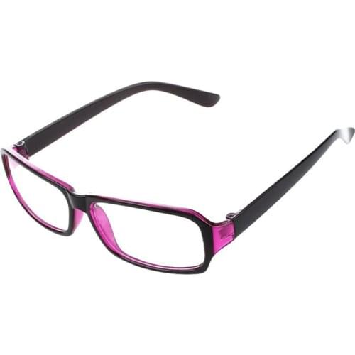 Plastic Full Rim Frame Clear Lens Glasses Spectacles Black Purple for Women Man