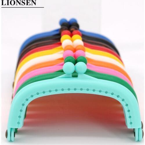 LIONSEN 8.5cm Arc Plastic Purse Frame Handle for Clutch Bag Handbag Accessories Making Kiss Clasp Lock 10 colors