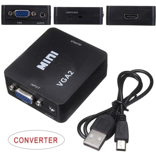 Pohiks 1pc Mini 1080P Full HD Video Audio Converter Adapter VGA to HDMI-compatible Converters For PC Laptop