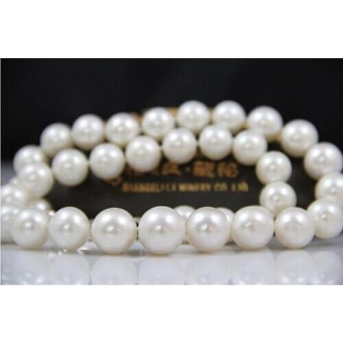 Fine JEWELRY natural Fresh water pearl round white light chain 12-13MM clavicle necklace 18inch
