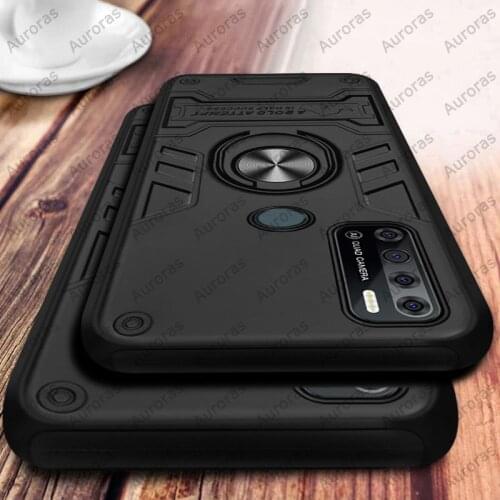 Auroras For Tecno Pouvoir 4 Pro Cover Shockproof Rhinoceros Armor Case With Ring Magnetism Holder Cover For Pouvoir 4 Case