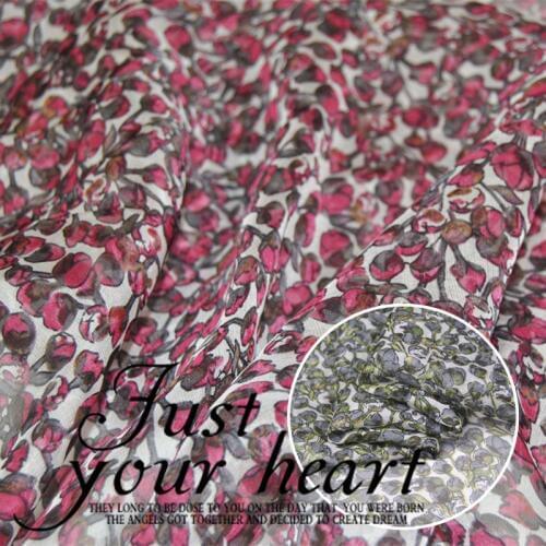 LEO&LIN Hit color 100% silk small floral chiffon dress spring summer Baotou cloth (1 meter)