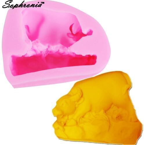 Sophronia M492 Animal Cartoon Cattle Cow Silicone Fondant Soap 3D Cake Mold Cupcake Jelly Candy Chocolate Baking Tool Moulds