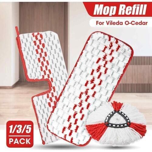 1/3/5pcs Replacement Head Easy Microfiber Spin Mop Refill Floor Mop Head Housekeeper Home Floor Cleaning for Vileda O-Cedar