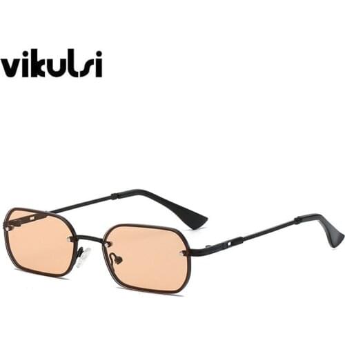 Black Tea Ladies Rectangle Sunglasses Men Rimless Small Sun Glasses For Women Exquisite Fashion Shades Cutting Eyeglass UV400