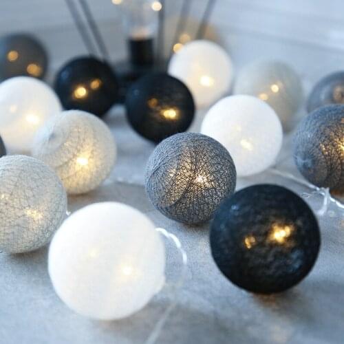 10/20 LED Cotton Ball Garland Fairy Lights String Christmas Decorations for Home Patio Lights Navidad Garden Diy Wedding Decor