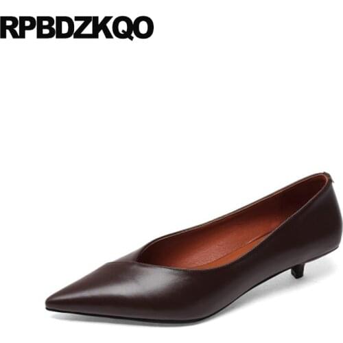 Scarpin pointed toe size 33 shoes 4 34 stiletto formal ladies walking pumps genuine leather elegant high heels 2021 women brown