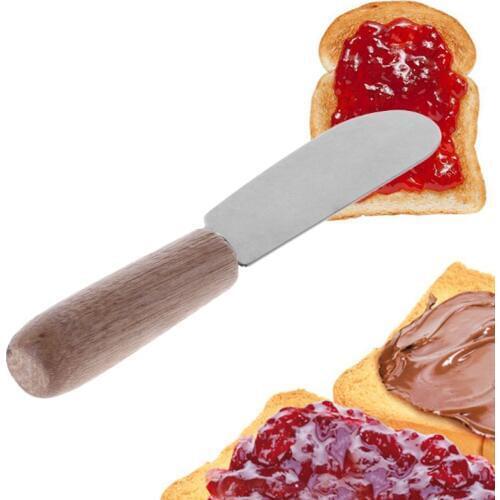 VFGTERTE Mini Sandwich Spreader With Wooden Handle Butter Cheese Slicer Knife Stainless Steel Spatula Kitchen Tool