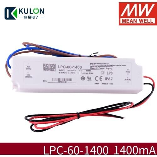 MeanWell LPC-60 90-265VAC to dc Constant Current IP67 LED External driver for led light 1050mA 1400mA 1750mA 48V 42V 34V CB CE