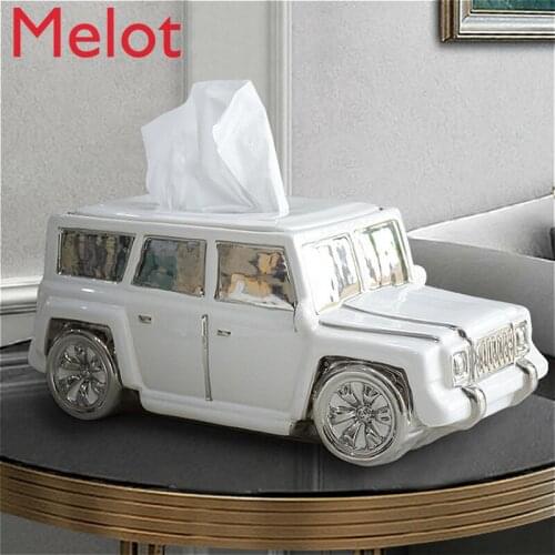 High-End Luxury Tissue Box Creative Modern Multi-Functional Home Ornaments Ashtray Toothpick Box Ceramic Paper Extraction Box