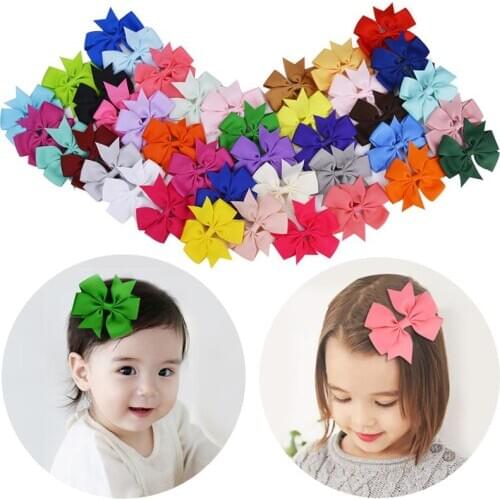 20/40Pcs Bowknot Ribbon Bow Hair Clip Hairpin Girls Kids Teens Handmade Rainbow Dance Party Kids Boutique Hair Grips For Teen
