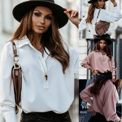 2021 Early Spring New Summer And Autumn Womens Clothing Simple Temperament Lapel Lantern Long Sleeve Shirt
