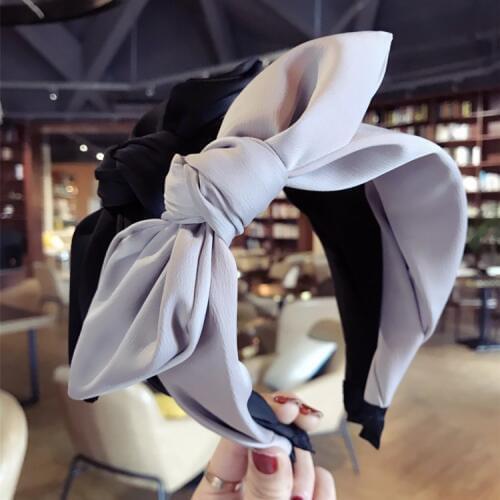Fashion Women Solid Color Fabric Large Bow Wide Headband Hair Bands Cute Sweet Girl Party Wedding Hair Hoop Headwear Jewelry