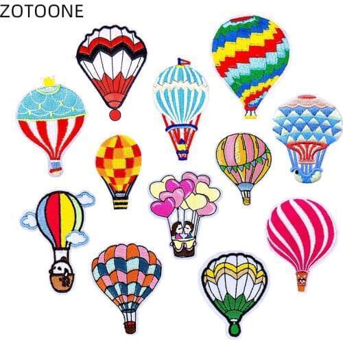 ZOTOONE Hot Air Balloon Patch Iron on Stripes Patches for Clothing Jeans DIY Badge for Kids Sew on Stickers Clothes Applique G