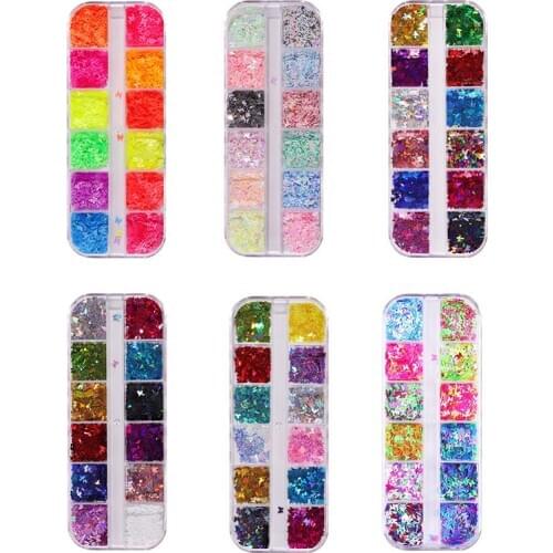 12colors/set Butterfly Nail Art Stickers Colorful Laser Luminous 3D Butterfly Decoration Sticker DIY Nail Creative Makeup Tools