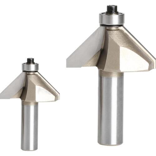 2pc Woodworking 45degrees 1/2*3/8 milling cutter with bearing trimming blades knife gong Woodworking Machine cutting tools