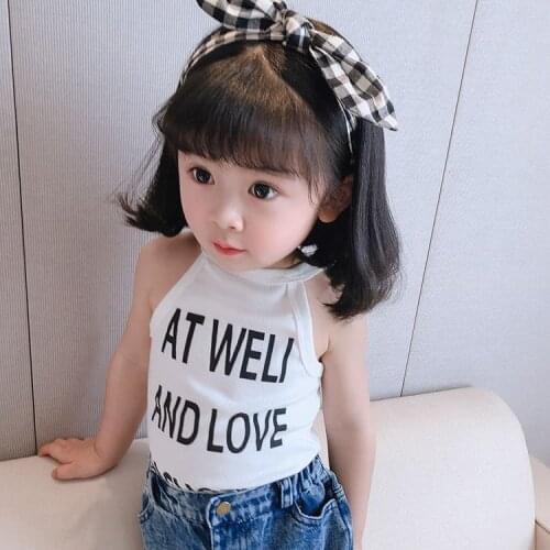 2021 Baby Girls Summer Clothing T-shirts Fashion Cool Printed Strap Shirts Kids Tees Comfortable Tops Children Clothes