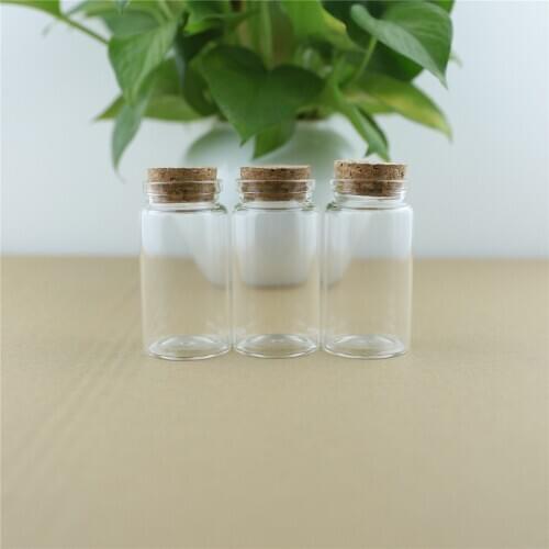 24PCS/lot 37*70mm 50ml Mini Glass Bottles Storage tiny Jar for Spice Corks spicy Bottle Candy Containers Vials With Cork Stopper