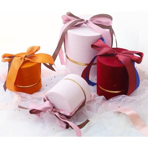 3 pcs Set round Lint Bowknot Portable Gift Collection Box Flowers Candy Packaging Wedding Birthday Shopping Bags for Boutique