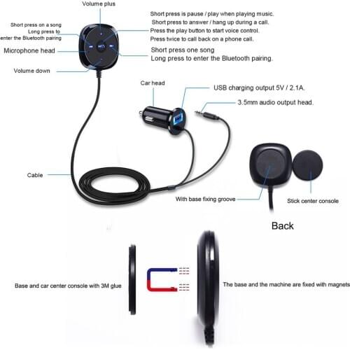 USB2.0 Bluetooth Wireless Car Adapter Kit Hands-free Talking Car Audio Receiver Built-In Mic Music Controller Stereo Sound