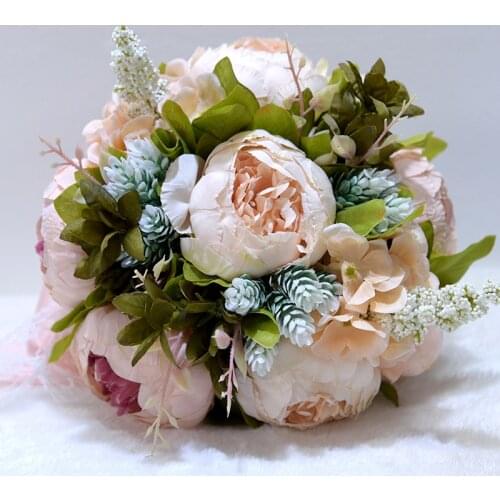 Free Shipping Wedding Decorative Flower Artificial Peony Bride Bouquet Shooting Props Simulate Holding Flower