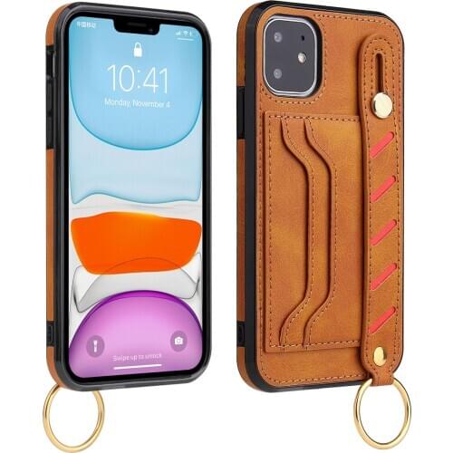 Luxury Wrist Band Wallet Cards Phone Case For iPhone 11 12 Pro max X Xr XS Max 6 7 8 Plus Cover Shockproof Drop Proof