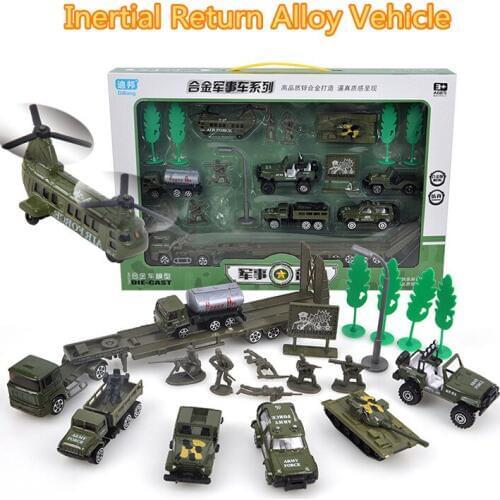 Children Alloy ABS Military Scene Model Simulation Vehicle Military Set Diecasting Birthday Gift Toy for Police Fire Engineering
