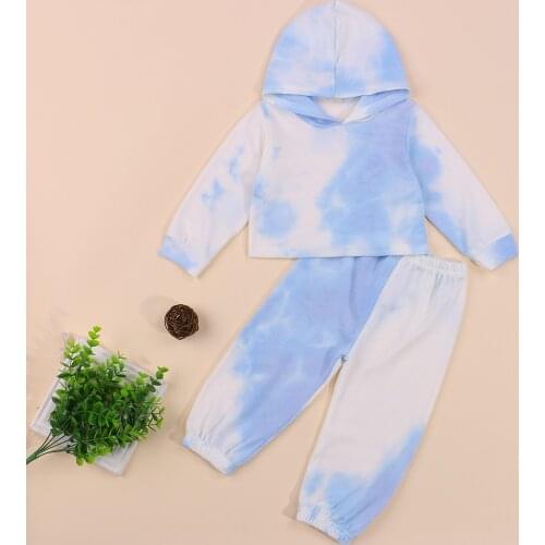 Baby Hooded Sweater + Trousers 2021 New Fashion Tie-dye Printing Casual Style Loose Version Spring Clothing
