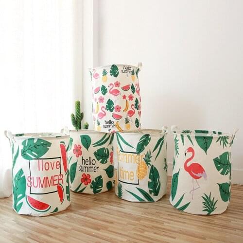 Folding Linen Laundry Basket Standing Storage Baskets Toy Storage Bag Home Bucket Waterproof Clothing Storage Basket