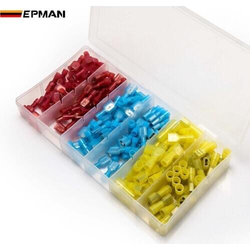 EPMAN 180pcs Insulated Terminals Electrical Spade Male& Female Matched Set For Car Motorcycle EP250GP180