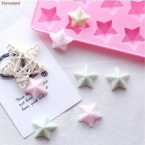 12 Holes Stars 3d Handmade Flexible Silicone Soap Mold DIY Chocolate Biscuit Mold Soap Stome Mold Cake Decors Fondant Tools