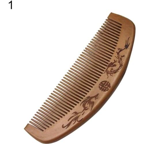 Pocket Wooden Comb Dragon Phoenix Engraved Peach Wood Healthy Massage Anti-Static Hair Care Comb Health Care Hair Styling Tool