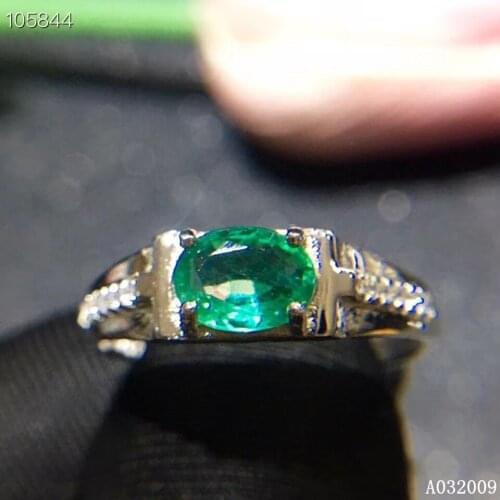 KJJEAXCMY fine jewelry 925 sterling silver inlaid natural emerald new ring luxury men ring support test
