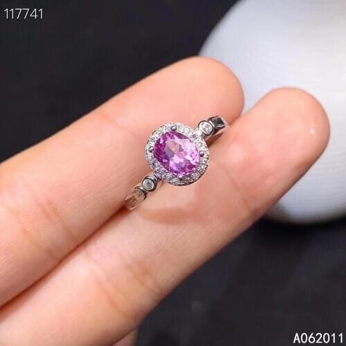 KJJEAXCMY fine jewelry natural pink sapphire 925 sterling silver trendy new women adjustable ring support test