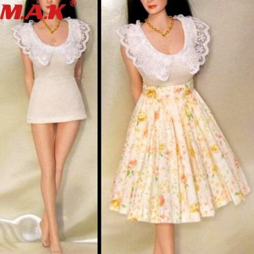1:6 scale female girl young lady dress set shirt & plaid skirt for 12 inches UD PH woman body figures clothing set accessory