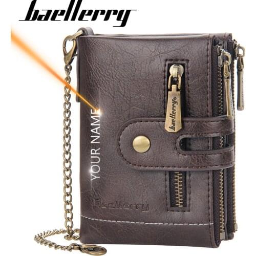 2021 New Customized Men Wallets Name Engraving High Quality Short Card Holder Male Purse Coin Holder Wallets For Boy