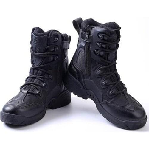 Leather Wearproof Breathable Mens Desert High Shoes Outdoor Climbing Hunting Hiking Shooting Training Military Tactical Boots