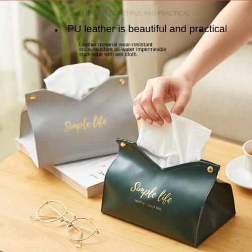Storage Box Creative Nordic Paper Towel Storage Box Home Bedroom Girl Leather Pumping Paper Storage Box Organizer