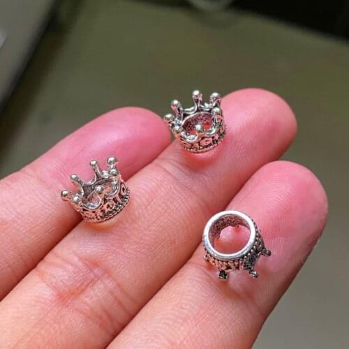 30pcs 10x7mm Mini Crown Charms Antique Silver Color Pendants Fit DIY Women Necklace Handmade Accessories Jewelry Making Craft