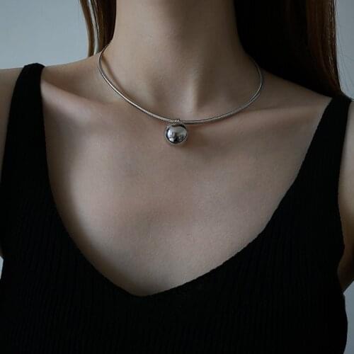 VSnow Minimalist Alloy Round Ball Chokers Necklace for Women Girls Hiphop Gold Silver Color Wedding Necklace Luxury Jewelry