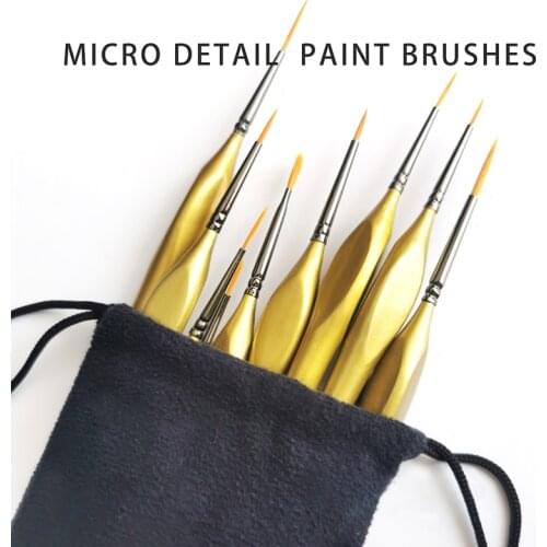 Miniature Detail Paint Micro Fine Brushes Set 12 pcs Tiny Professional for Detailing Rock Acrylic Watercolor Oil Painting