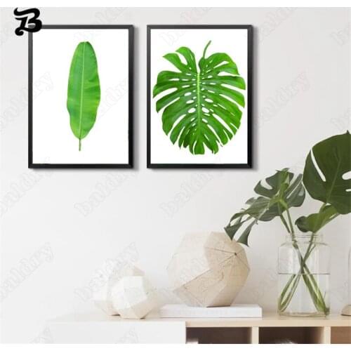 Tropical Leaves Wall Art Canvas Painting Posters and Prints Green Plant Wall Pictures for Living Room Study Room Home Decoration